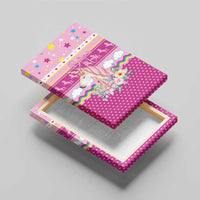 Unicorn Believe In Magic Christmas Canvas Wall Art with Believe in Magic Quote Pink Hearts Stars and Rainbow - Wonder Print Shop