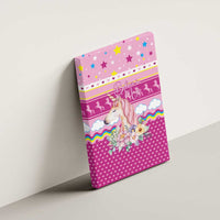 Unicorn Believe In Magic Christmas Canvas Wall Art with Believe in Magic Quote Pink Hearts Stars and Rainbow - Wonder Print Shop