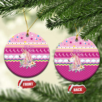 Unicorn Believe In Magic Christmas Ceramic Ornament with Believe in Magic Quote Pink Hearts Stars and Rainbow - Wonder Print Shop