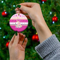 Unicorn Believe In Magic Christmas Ceramic Ornament with Believe in Magic Quote Pink Hearts Stars and Rainbow - Wonder Print Shop