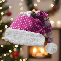 Unicorn Believe In Magic Christmas Santa Hat with Believe in Magic Quote Pink Hearts Stars and Rainbow - Wonder Print Shop