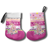 Unicorn Believe In Magic Christmas Stocking with Believe in Magic Quote Pink Hearts Stars and Rainbow - Wonder Print Shop