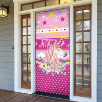 Unicorn Believe In Magic Christmas Door Cover with Believe in Magic Quote Pink Hearts Stars and Rainbow - Wonder Print Shop