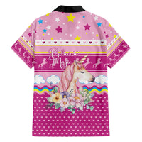 Unicorn Believe In Magic Christmas Family Matching Off The Shoulder Long Sleeve Dress and Hawaiian Shirt with Believe in Magic Quote Pink Hearts Stars and Rainbow - Wonder Print Shop