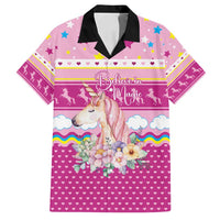 Unicorn Believe In Magic Christmas Family Matching Off Shoulder Maxi Dress and Hawaiian Shirt with Believe in Magic Quote Pink Hearts Stars and Rainbow - Wonder Print Shop