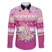 Unicorn Believe In Magic Christmas Family Matching Puletasi and Hawaiian Shirt with Believe in Magic Quote Pink Hearts Stars and Rainbow - Wonder Print Shop