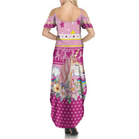 Unicorn Believe In Magic Christmas Family Matching Summer Maxi Dress and Hawaiian Shirt with Believe in Magic Quote Pink Hearts Stars and Rainbow - Wonder Print Shop