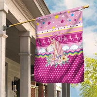 Unicorn Believe In Magic Christmas Garden Flag with Believe in Magic Quote Pink Hearts Stars and Rainbow - Wonder Print Shop