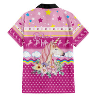 Unicorn Believe In Magic Christmas Hawaiian Shirt with Believe in Magic Quote Pink Hearts Stars and Rainbow - Wonder Print Shop