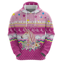 Unicorn Believe In Magic Christmas Hoodie with Believe in Magic Quote Pink Hearts Stars and Rainbow - Wonder Print Shop