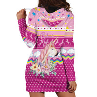 Unicorn Believe In Magic Christmas Hoodie Dress with Believe in Magic Quote Pink Hearts Stars and Rainbow - Wonder Print Shop