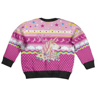 Unicorn Believe In Magic Christmas Kid Ugly Christmas Sweater with Believe in Magic Quote Pink Hearts Stars and Rainbow - Wonder Print Shop