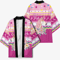 Unicorn Believe In Magic Christmas Kimono with Believe in Magic Quote Pink Hearts Stars and Rainbow - Wonder Print Shop