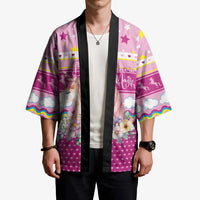 Unicorn Believe In Magic Christmas Kimono with Believe in Magic Quote Pink Hearts Stars and Rainbow - Wonder Print Shop