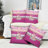 Unicorn Believe In Magic Christmas Pillow Cover with Believe in Magic Quote Pink Hearts Stars and Rainbow - Wonder Print Shop