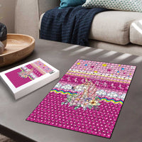 Unicorn Believe In Magic Christmas Puzzle with Believe in Magic Quote Pink Hearts Stars and Rainbow - Wonder Print Shop