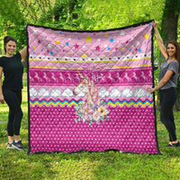 Unicorn Believe In Magic Christmas Quilt with Believe in Magic Quote Pink Hearts Stars and Rainbow - Wonder Print Shop