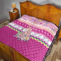 Unicorn Believe In Magic Christmas Quilt with Believe in Magic Quote Pink Hearts Stars and Rainbow - Wonder Print Shop