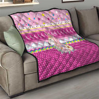 Unicorn Believe In Magic Christmas Quilt with Believe in Magic Quote Pink Hearts Stars and Rainbow - Wonder Print Shop