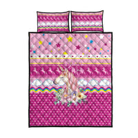 Unicorn Believe In Magic Christmas Quilt Bed Set with Believe in Magic Quote Pink Hearts Stars and Rainbow - Wonder Print Shop