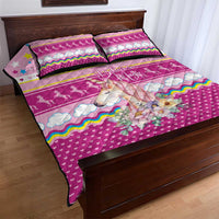 Unicorn Believe In Magic Christmas Quilt Bed Set with Believe in Magic Quote Pink Hearts Stars and Rainbow - Wonder Print Shop