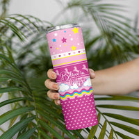 Unicorn Believe In Magic Christmas Skinny Tumbler with Believe in Magic Quote Pink Hearts Stars and Rainbow - Wonder Print Shop