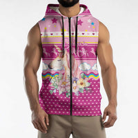 Unicorn Believe In Magic Christmas Sleeveless Zip Hoodie with Believe in Magic Quote Pink Hearts Stars and Rainbow - Wonder Print Shop