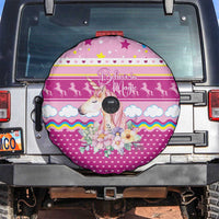 Unicorn Believe In Magic Christmas Spare Tire Cover with Believe in Magic Quote Pink Hearts Stars and Rainbow - Wonder Print Shop