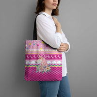 Unicorn Believe In Magic Christmas Tote Bag with Believe in Magic Quote Pink Hearts Stars and Rainbow - Wonder Print Shop