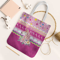 Unicorn Believe In Magic Christmas Tote Bag with Believe in Magic Quote Pink Hearts Stars and Rainbow - Wonder Print Shop