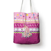 Unicorn Believe In Magic Christmas Tote Bag with Believe in Magic Quote Pink Hearts Stars and Rainbow - Wonder Print Shop