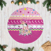 Unicorn Believe In Magic Christmas Tree Skirt with Believe in Magic Quote Pink Hearts Stars and Rainbow - Wonder Print Shop