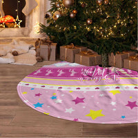 Unicorn Believe In Magic Christmas Tree Skirt with Believe in Magic Quote Pink Hearts Stars and Rainbow - Wonder Print Shop