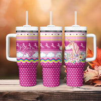 Unicorn Believe In Magic Christmas Tumbler With Handle with Believe in Magic Quote Pink Hearts Stars and Rainbow - Wonder Print Shop