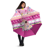 Unicorn Believe In Magic Christmas Umbrella with Believe in Magic Quote Pink Hearts Stars and Rainbow - Wonder Print Shop