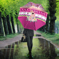 Unicorn Believe In Magic Christmas Umbrella with Believe in Magic Quote Pink Hearts Stars and Rainbow - Wonder Print Shop