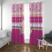 Unicorn Believe In Magic Christmas Window Curtain with Believe in Magic Quote Pink Hearts Stars and Rainbow - Wonder Print Shop