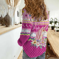 Unicorn Believe In Magic Christmas Women Casual Shirt with Believe in Magic Quote Pink Hearts Stars and Rainbow - Wonder Print Shop