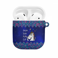 Funny Unicorn AirPods Case with Shuh Duh Fuh Cup Quote Blue Geometric and Cartoon - Wonder Print Shop