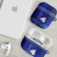 Funny Unicorn AirPods Case with Shuh Duh Fuh Cup Quote Blue Geometric and Cartoon - Wonder Print Shop