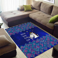 Funny Unicorn Area Rug with Shuh Duh Fuh Cup Quote Blue Geometric and Cartoon - Wonder Print Shop