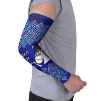 Funny Unicorn Arm Sleeves with Shuh Duh Fuh Cup Quote Blue Geometric and Cartoon - Wonder Print Shop