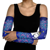 Funny Unicorn Arm Sleeves with Shuh Duh Fuh Cup Quote Blue Geometric and Cartoon - Wonder Print Shop