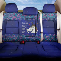 Funny Unicorn Back Car Seat Cover with Shuh Duh Fuh Cup Quote Blue Geometric and Cartoon - Wonder Print Shop