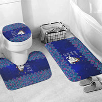 Funny Unicorn Bathroom Set with Shuh Duh Fuh Cup Quote Blue Geometric and Cartoon - Wonder Print Shop