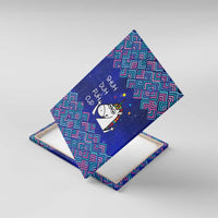 Funny Unicorn Canvas Wall Art with Shuh Duh Fuh Cup Quote Blue Geometric and Cartoon - Wonder Print Shop