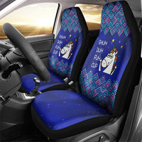 Funny Unicorn Car Seat Cover with Shuh Duh Fuh Cup Quote Blue Geometric and Cartoon - Wonder Print Shop