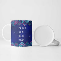 Funny Unicorn Ceramic Mug with Shuh Duh Fuh Cup Quote Blue Geometric and Cartoon - Wonder Print Shop