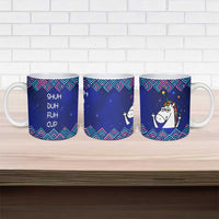 Funny Unicorn Ceramic Mug with Shuh Duh Fuh Cup Quote Blue Geometric and Cartoon - Wonder Print Shop