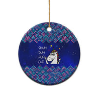 Funny Unicorn Ceramic Ornament with Shuh Duh Fuh Cup Quote Blue Geometric and Cartoon - Wonder Print Shop